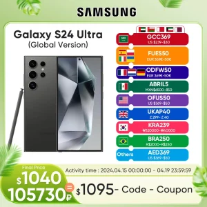 2024 New Samsung Galaxy S24 Ultra 5G Smartphone 256GB/512GB Snapdragon 8 Gen 3 120Hz LTPO AMOLED Display 200MP Quad Cameras IP68