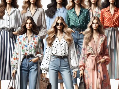 A model showcasing shirts and blouses in a fashion photoshoot for the Shirts and Blouses collection - En modell som viser frem skjorter og bluser i en fotoshoot for Shirts and Blouses-kolleksjonen