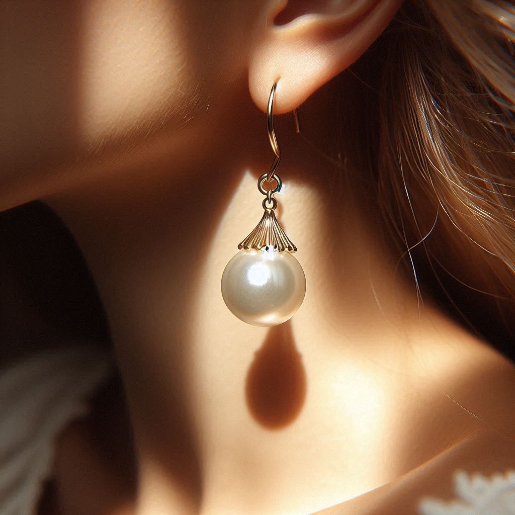 A pair of elegant earrings with intricate designs and sparkling stones. - Et par elegante øreringer med intrikate design og glitrende stener.