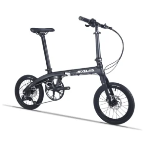 SAVA Z2 Carbon Fiber Folding Bike 16 Inch Light Bike Adult Unisex 9 Speed Folding Bike - Color : Black Grey